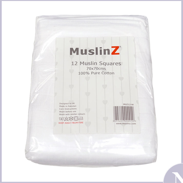 Muslinz - Cotton Muslin Squares - 12 pk